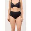 Slips Ysabel Mora Culotte gainante en coton noir avec tulle, compression l&eacute;g&egrave;re Noir