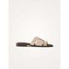 Mules Vanessa Wu Mules plates en su&egrave;de &agrave; larges brides crois&eacute;es VALE Cross Beige