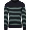 Sweat-shirt Armor Lux Pull Groix Rayures Marine Vert