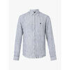 Chemise BOSS Chemise &agrave; rayures marine en lin Bleu