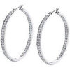 Boucles oreilles Lotus Cr&eacute;oles style empierr&eacute;es 46mm acier inoxydable Blanc