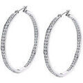 Boucles d'oreille sur Grenoble : Boucles oreilles Lotus Cr&eacute;oles style empierr&eacute;es 46mm acier inoxydable Blanc
