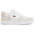 Baskets femme sur Grenoble : Baskets basses Lacoste BASKETS BLANCHES ET ROSES T-CLIP SET EN CUIR FEMME