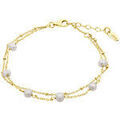Bracelets sur Grenoble : Bracelets Lotus Bracelet double maille dor&eacute;e perles blanches Jaune