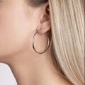 Boucles d'oreille sur Grenoble : Boucles oreilles Brillaxis Cr&eacute;oles argent rhodi&eacute; 40mm Blanc