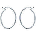Boucles d'oreille sur Grenoble : Boucles oreilles Brillaxis Cr&eacute;oles ovales argent rhodi&eacute; 30mm fil rond 2 mm Blanc