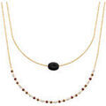 Colliers sur Grenoble : Collier Brillaxis Collier double rang plaqu&eacute; or obsidienne Jaune