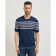 Pull Gran Sasso Pull homme &agrave; rayures horizontales Bleu