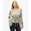 Chemise Superdry Haut tiss&eacute; pliss&eacute; &agrave; manches des ann&eacute;es 70