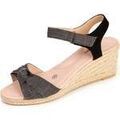 Chaussures d&eacute;contract&eacute;es femme sur Grenoble : Espadrilles Isotoner Espadrilles Femme n?ud talon corde Noir Noir