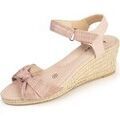 Chaussures d&eacute;contract&eacute;es femme sur Grenoble : Espadrilles Isotoner Espadrilles Femme n?ud talon corde Rose Rose
