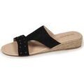 Chaussures d&eacute;contract&eacute;es femme sur Grenoble : Espadrilles Isotoner Mules Femme talon corde effet su&eacute;d&eacute; Noir Noir