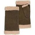 Gants sur Grenoble : Gants Isotoner Mitaines Femme cuir velours fourr&eacute; Olive Vert