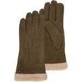 Gants sur Grenoble : Gants Isotoner Gants Femme cuir velours fourr&eacute;s Olive Vert