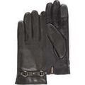 Gants sur Grenoble : Gants Isotoner Gants tactiles en cuir d'agneau pleine fleur, doubl&eacute;s soie Noir