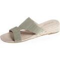 Chaussures d&eacute;contract&eacute;es femme sur Grenoble : Espadrilles Isotoner Mules sandales Femme clout&eacute;e talon corde Kaki Vert