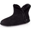 Chaussons / Pantoufles sur Grenoble : Chaussons Isotoner Chaussons bottillons Femme su&eacute;dine Noir liser&eacute; brillant Noir