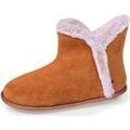 Chaussons / Pantoufles sur Grenoble : Chaussons Isotoner Chaussons bottillons Femme su&eacute;dine Camel Marron