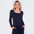 Tee-shirts sur Grenoble : T-shirt Isotoner T-shirt col carr&eacute; Femme Marine Bleu