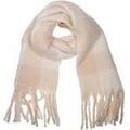 Echarpe Isotoner Echarpe plaid Femme avec franges Cr&egrave;me Beige
