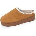 Chaussons / Pantoufles sur Grenoble : Chaussons Isotoner Chaussons mules Femme plateforme Camel liser&eacute; Marron
