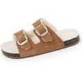 Chaussons / Pantoufles sur Grenoble : Chaussons Isotoner Chaussons sandales Femme Sherpa Camel
