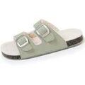Chaussons / Pantoufles sur Grenoble : Chaussons Isotoner Chaussons sandales Femme Sherpa Vert d'eau