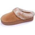 Chaussons / Pantoufles sur Grenoble : Chaussons Isotoner Chaussons mules Femme talon plateforme Camel