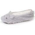 Chaussons / Pantoufles sur Grenoble : Chaussons Isotoner Chaussons ballerines Femme Chat Gris textur&eacute; Gris