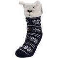 Chaussettes sur Grenoble : Chaussettes Isotoner Chaussettes fourr&eacute;es Femme Ours Jacquard marine Bleu