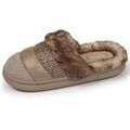 Chaussons / Pantoufles sur Grenoble : Chaussons Isotoner Chaussons mules Femme BLOUP L&eacute;opard Beige Beige