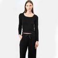 Tee-shirts sur Grenoble : T-shirt Isotoner T-Shirt Femme col carr&eacute; Noir Noir