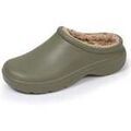 Mules homme sur Grenoble : Sabots Isotoner Sabots de jardin Femme fourr&eacute;s Kaki Vert