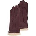 Gants sur Grenoble : Gants Isotoner Gants Femme cuir velours fourr&eacute;s Bordeaux Noir