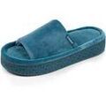 Chaussons / Pantoufles sur Grenoble : Chaussons Isotoner Chaussons sandales plateforme Femme Bleu canard