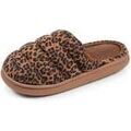 Chaussons / Pantoufles sur Grenoble : Chaussons Isotoner Chaussons mules Femme BLOUP L&eacute;opard camel Marron