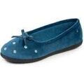 Chaussons / Pantoufles sur Grenoble : Chaussons Isotoner Chaussons ballerines Femme Bleu canard fleurs