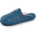 Chaussons / Pantoufles sur Grenoble : Chaussons Isotoner Chaussons mules Femme Bleu canard fleurs
