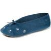 Ballerines Isotoner Chaussons ballerines Femme Grand N?ud Bleu canard fleurs Bleu