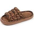 Chaussons / Pantoufles sur Grenoble : Chaussons Isotoner Chaussons sandales Femme BLOUP L&eacute;opard camel Marron