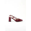 Chaussures &agrave; talons femme sur Grenoble : Chaussures escarpins Vera Collection Escarpins avec bride boucles talon ouvert, Bordeaux verni